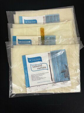 Vtg Montgomery Ward Style House Tailored Curtain 3 Panels 40x45" #402 Natural